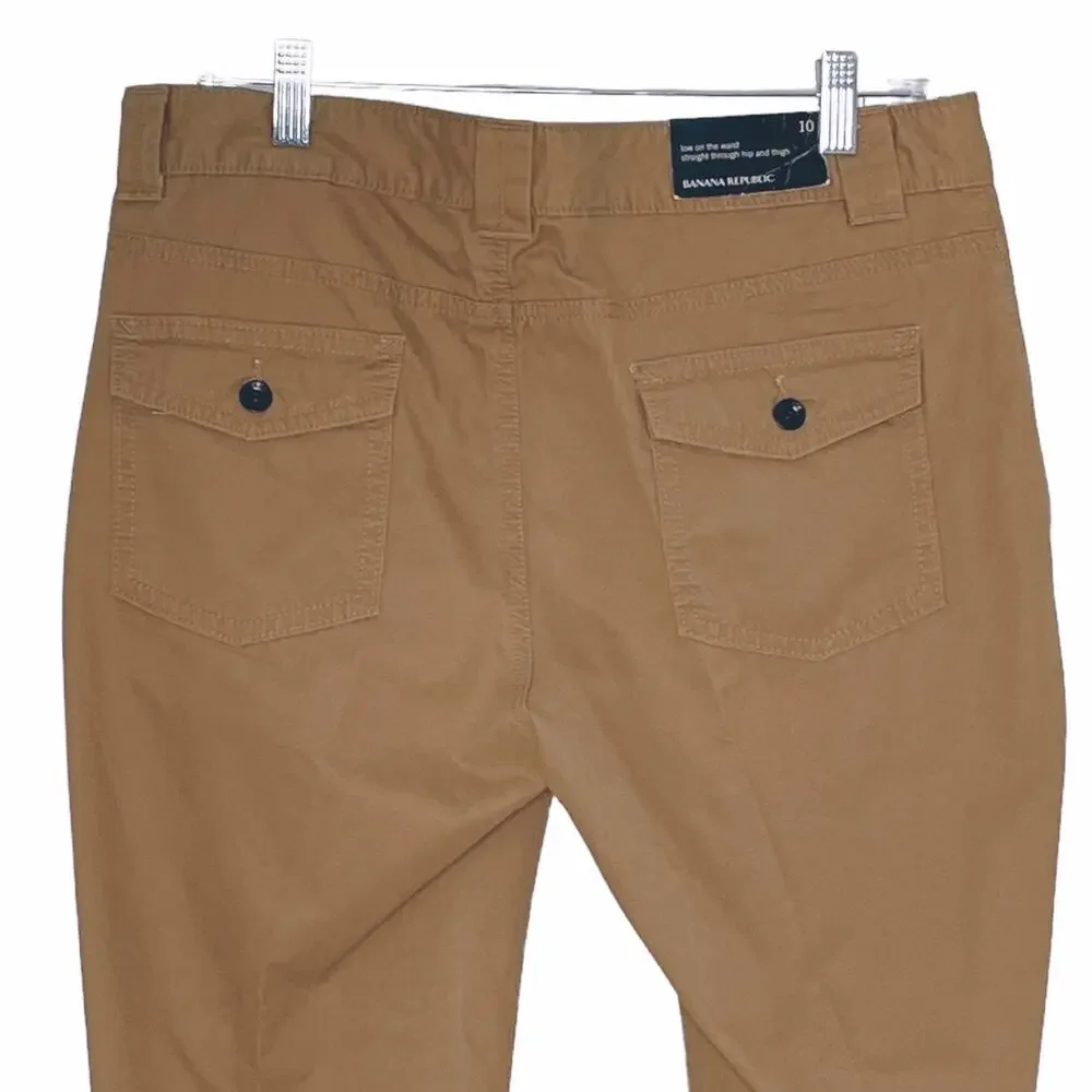 Banana Republic Khaki Chinos Wide Leg Dark Tan 10 NEW